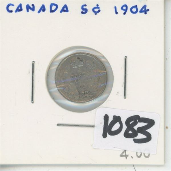 1904 Canada 5 Cent Silver Coin