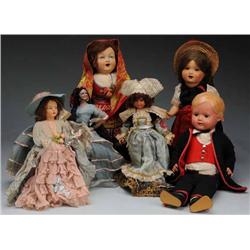 Lot of 6: Assorted Old Dolls.