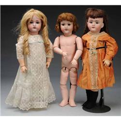Lot of 3: German Bisque Girls.