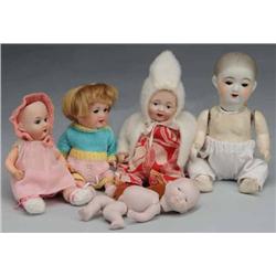 Lot of 5: Bisque Dolls.