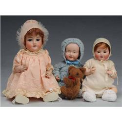 Lot of 3: Bisque Head Babies.