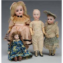 Lot of 4: German Bisque Dolls.