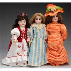 Lot of 3: German Bisque Dolls.