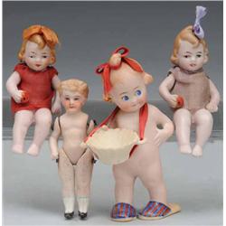 Lot of 4: Bisque Dolls.