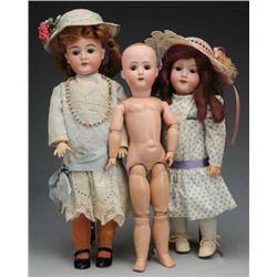 Lot of 3: German Bisque Dolls.