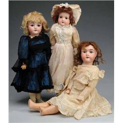Lot of 3: German Bisque Dolls.