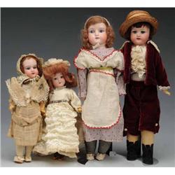 Lot of 4: German Bisque Dolls.
