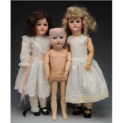 Lot of 3: German Bisque Dolls.