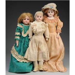Lot of 3: German Bisque Dolls.