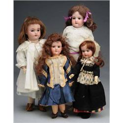 Lot of 4: German Bisque Dolls.