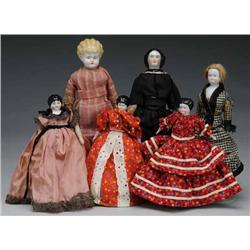 Lot of 6: China Head Dolls.