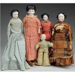 Lot of 4: China Head Dolls.