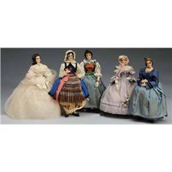 Lot of 5: Cloth Dolls Made in Austria.
