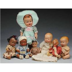 Lot of 7: Composition Dolls.