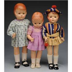 Lot of 3: Composition Dolls.