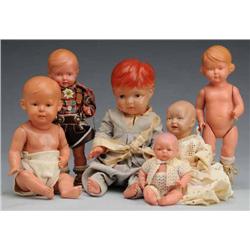 Lot of 6: Celluloid Dolls.