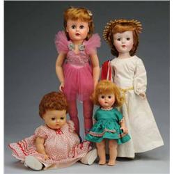 Lot of 4: Hard Plastic & Vinyl Dolls.