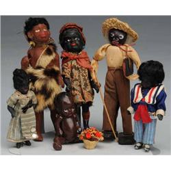 Lot of 6: Small Black Dolls.