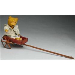 Wood Pull Cart with Bear.