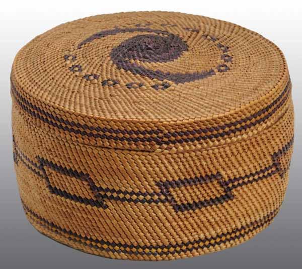 Native American Indian Finely Woven Makah Basket.