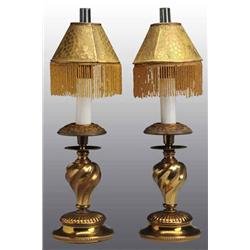 Pair of Brass Candle Lamps.