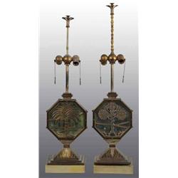 Pair of Metal Oscar Bach Lamps.
