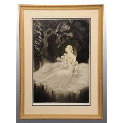 Lilies, Louis Icart Etching.
