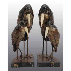 Pair of Bronze & Ivory Bookends.