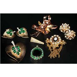Lot of 9: Antique Costume Jewelry Pieces.