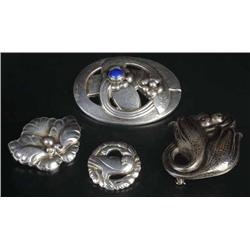 Lot of 4: Antique Jewelry Georg Jensen Pins.