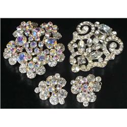 Lot of 4: Costume Jewelry Rhinestone Pieces.