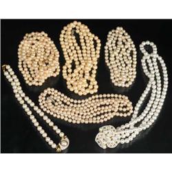 Lot of 6: Antique Jewelry Pearl Strands.