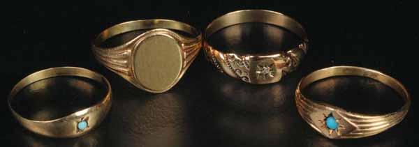 Lot of 4: Antique Jewelry Y.Gold Children's Rings.