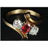 Image 1 : Antique Jewelry 14K Y.Gold Diamond & Ruby Ring.