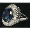 Image 1 : Antique Jewelry 18K W.Gold Sapphire & Diamond Rin