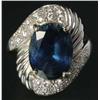 Image 2 : Antique Jewelry 18K W.Gold Sapphire & Diamond Rin