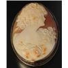 Image 1 : Large 14K Gold Cameo of Beautiful Woman with Rose.