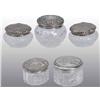 Image 1 : Lot of 5: Sterling Cut Glass Lidded Jars.
