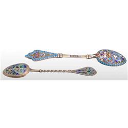 Lot of 2: Russian Enamel Spoons.