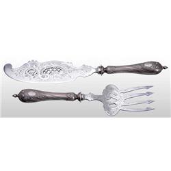 Highly Decorated Silver Fish Set.