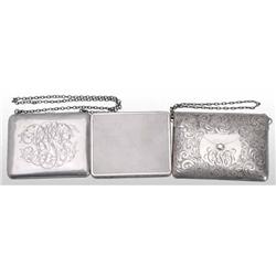 Lot of 3: Silver Change Purses & Case.