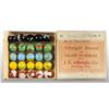 Image 1 : Glass Albright Brand Marble Box with Marbles.