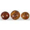 Image 1 : Lot of 3: Hand-Made Yellow Glass Swirl Marbles.