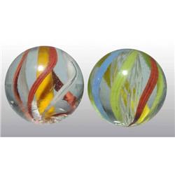 Lot of 2: Swirl Marbles.
