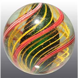 Dark Green Solid Core Tri Level Swirl Marble.