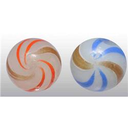 Lot of 2: Opaque Lutz Marbles.