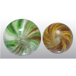 Lot of 2: Onionskin Lutz Marbles.