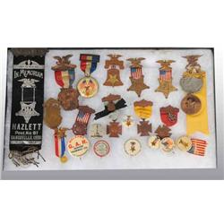 Lot of 21: G.A.R. Political Pins and Buttons.