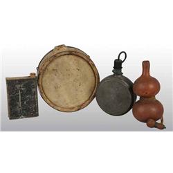 Lot of 4: Assorted Tin & Wooden Canteens.