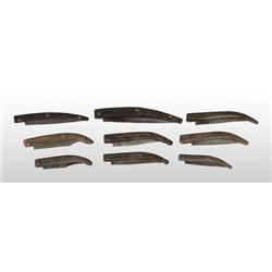 Lot of 9: Wooden Single-Bladed Knives.